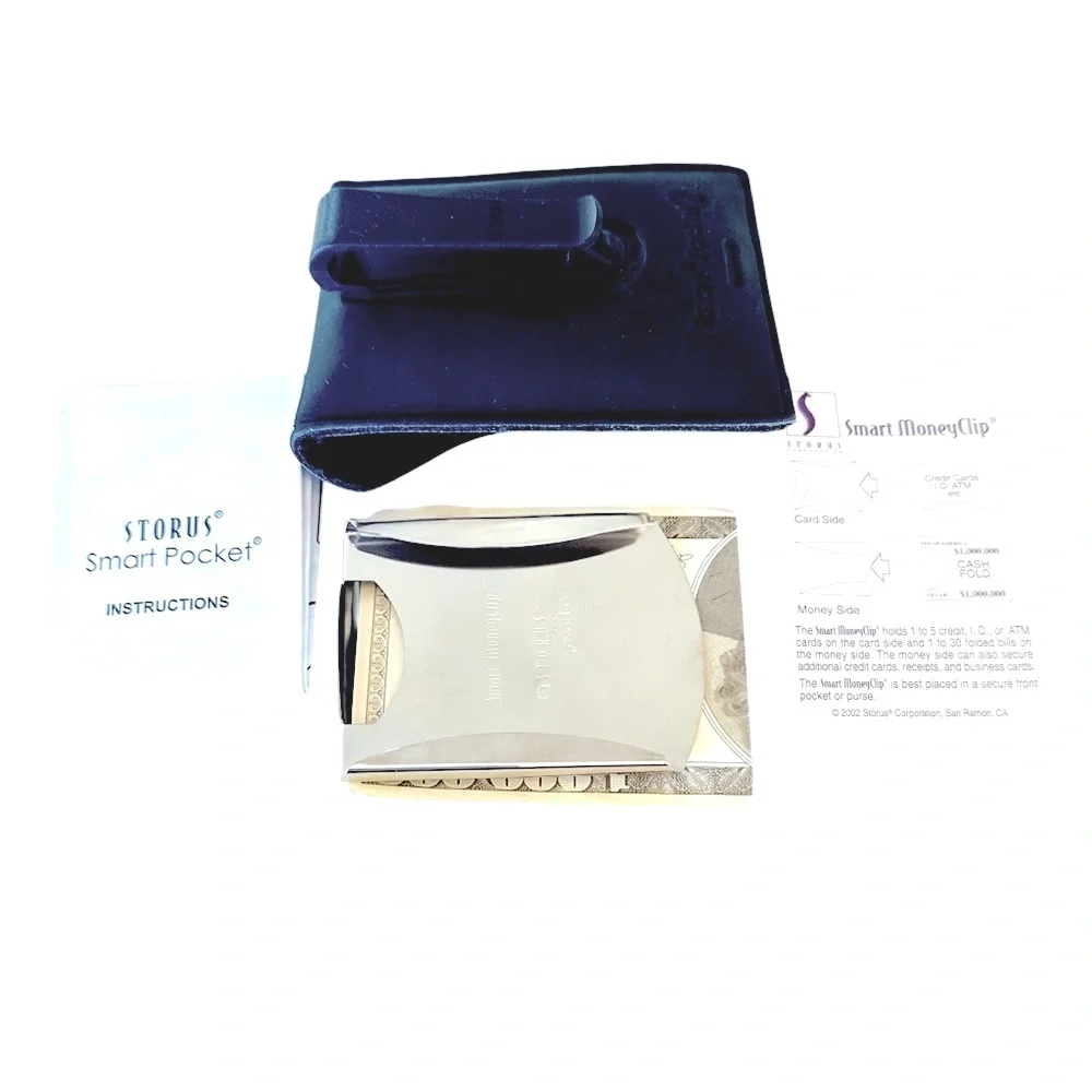 Storus Smart Pocket 2 Smart Money Clip Silver and Case